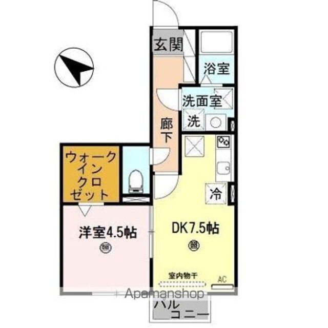 和歌山県和歌山市野崎[1DK/35.35m2]の間取図