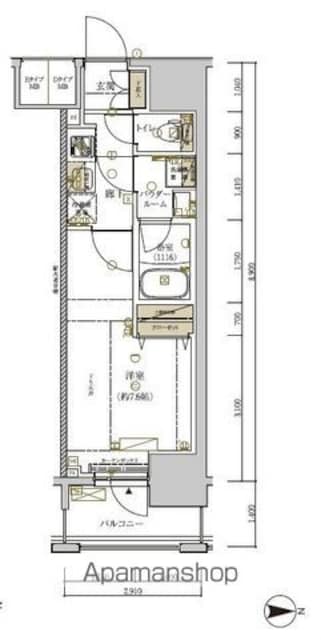 ＭＡＩＮＧＲＡＮＤＩＡ　ＡＳＡＫＵＳＡ[1K/26.22m2]の間取図