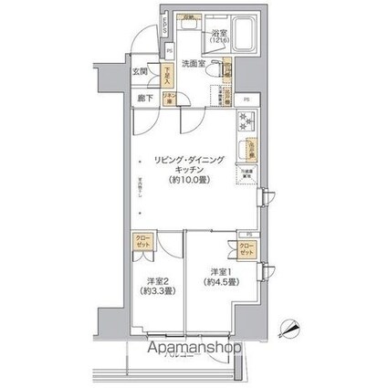 リビオメゾン新宿ｗｅｓｔ[2LDK/41.66m2]の間取図
