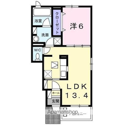 ブルースターＢ[1LDK/45.09m2]の間取図