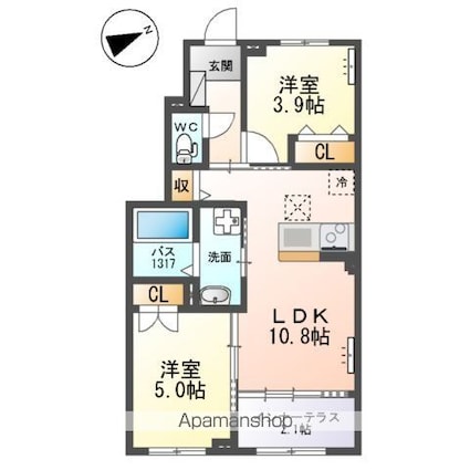 ヒューベリオン（Ｈｙｐｅｒｉｏｎ）[2LDK/50.02m2]の間取図