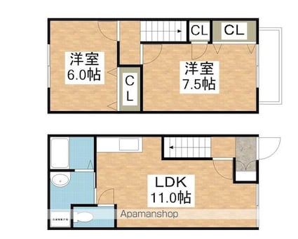 ピースポーター[2LDK/59.62m2]の間取図
