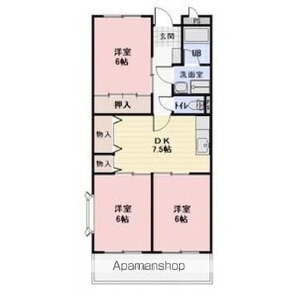 Ｌｉｍｐｉａスカイパーク早川[3DK/58.32m2]の間取図