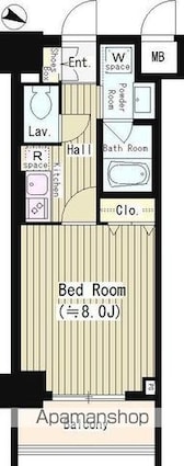 ベルヴュコート立川[1K/26.29m2]の間取図