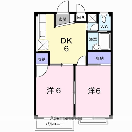 パティオ桜[2DK/39.74m2]の間取図
