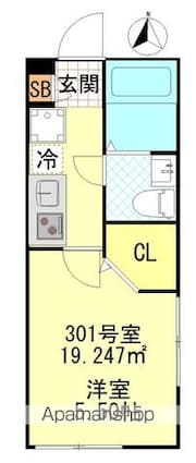 ＣＦジオーレ町屋[1K/19.24m2]の間取図