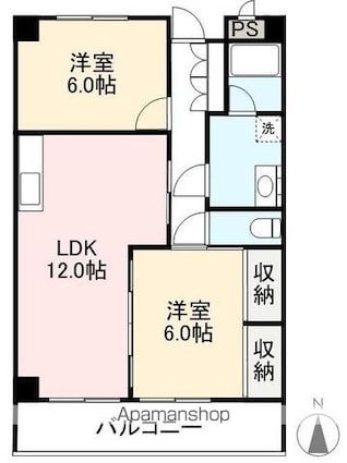 Ｌｅｐｏ　Ｋｉｔａｃｈｏ[2LDK/61.75m2]の間取図