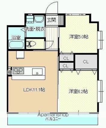 Ａｓｔｅｒｉａ祇園[2LDK/51.1m2]の間取図