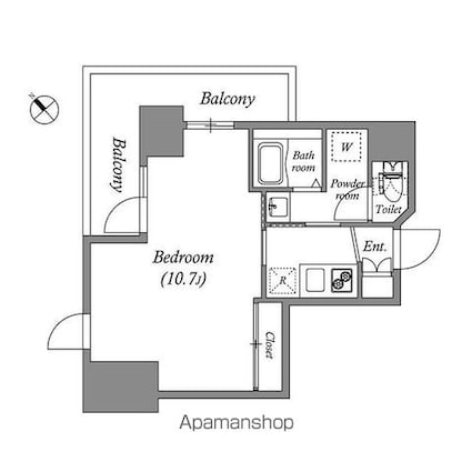 ＧＲＡＮＰＡＳＥＯ新宿余丁町[1K/29.8m2]の間取図