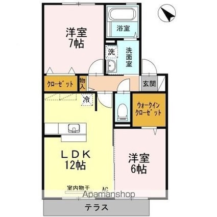 グランモア羽ノ浦[2LDK/59.58m2]の間取図