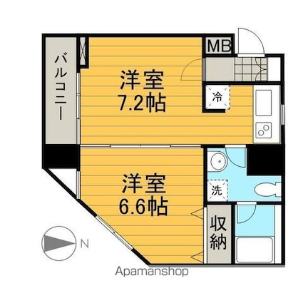 ドゥーエ両国[2K/39.53m2]の間取図