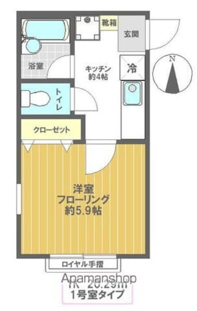 ブラーマ南[1K/20.29m2]の間取図