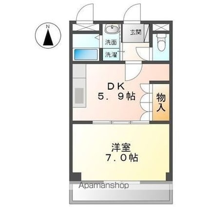 香川県高松市木太町[1DK/31.5m2]の間取図