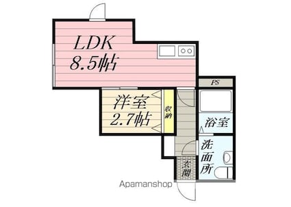 ＢＥＬＡＮＧＲＩＡＫ国見[1LDK/28.88m2]の間取図