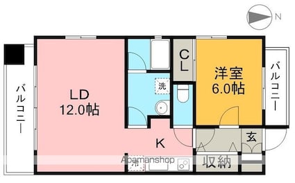 クロスアージュ[1LDK/48.5m2]の間取図