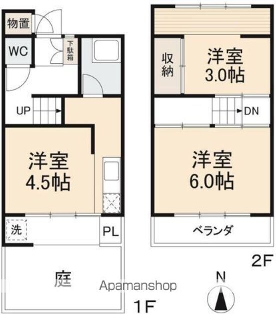 木太アパート[3K/40.58m2]の間取図