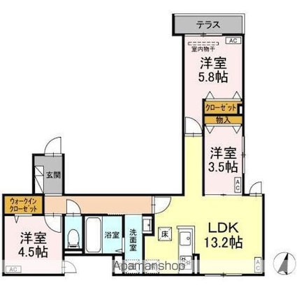 グラナーデ興野[3LDK/64.23m2]の間取図