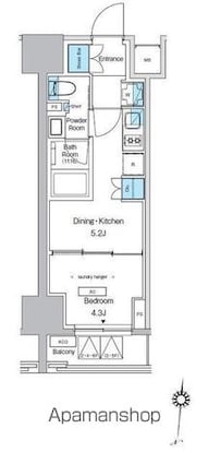 プレディアコート錦糸町スカイビュー[1DK/25.43m2]の間取図