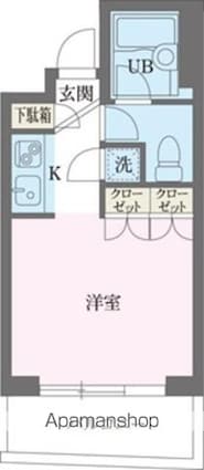 パークフロント西新宿[1R/23.26m2]の間取図