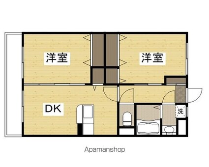 岡山県倉敷市真備町川辺[2DK/52.44m2]の間取図