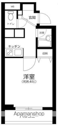 東京都世田谷区上北沢５丁目[1K/25.85m2]の間取図