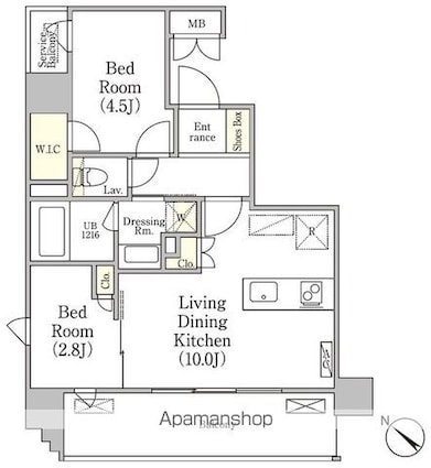 エル・セレーノ押上[2LDK/40.78m2]の間取図