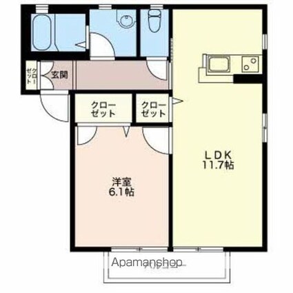 アルブル浦野[1LDK/42.8m2]の間取図
