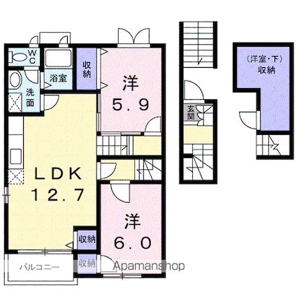 エレガントヴィラ１号館[2LDK/65.14m2]の間取図