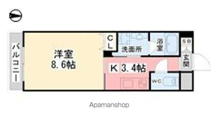 ルミナス雄郡[1K/28.96m2]の間取図