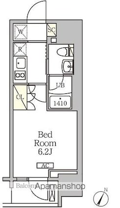 ジオエント白金台[1K/20.65m2]の間取図