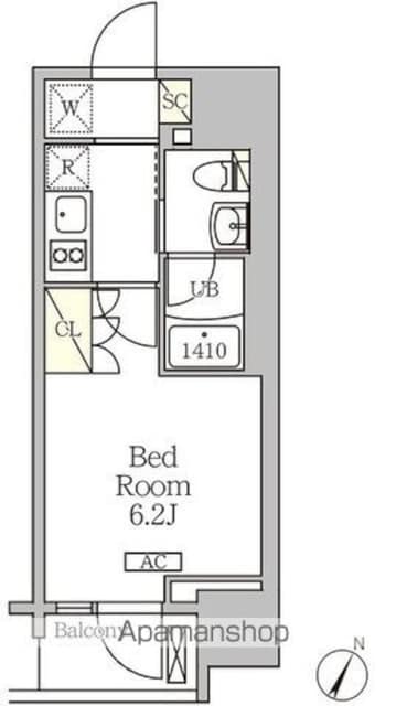 ジオエント白金台[1K/20.65m2]の間取図