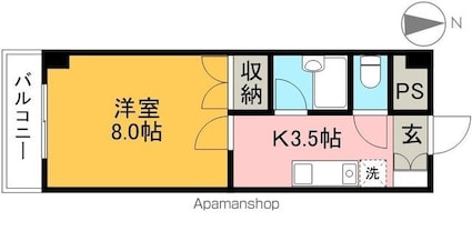 ミタニマンションⅢ[1K/25.65m2]の間取図