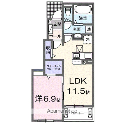 グラースＳＡＭ　Ⅲ[1LDK/44.2m2]の間取図