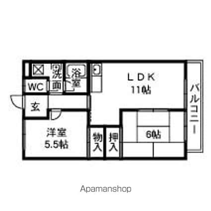 シャトーアルバ[2LDK/54m2]の間取図