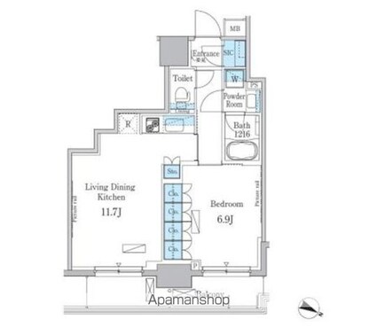 パークアクシス小伝馬町[1LDK/45.16m2]の間取図