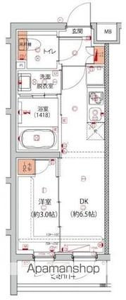 ハーモニーレジデンス中野本町パークサイド[1DK/26m2]の間取図