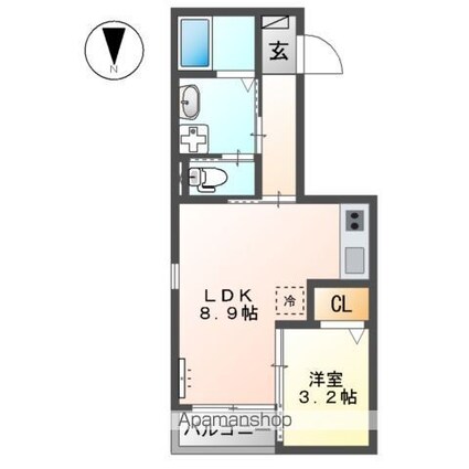 サンライズ京橋[1LDK/34.02m2]の間取図