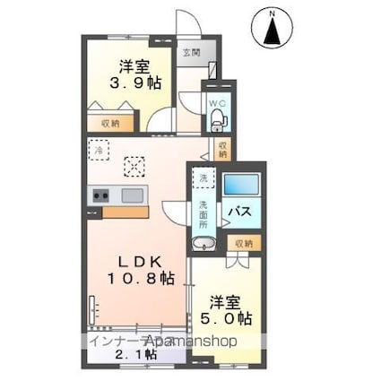 （仮称）向中野道明アパート工事[2LDK/50.04m2]の間取図