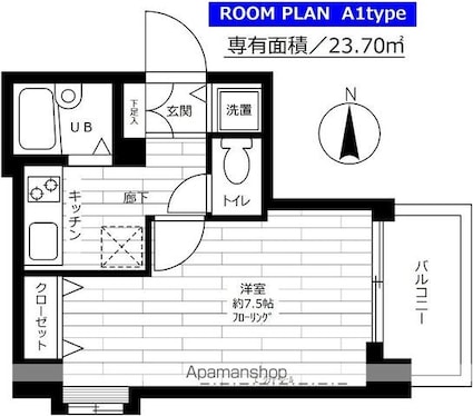 ステージグランデ桜台駅前[1K/23.7m2]の間取図
