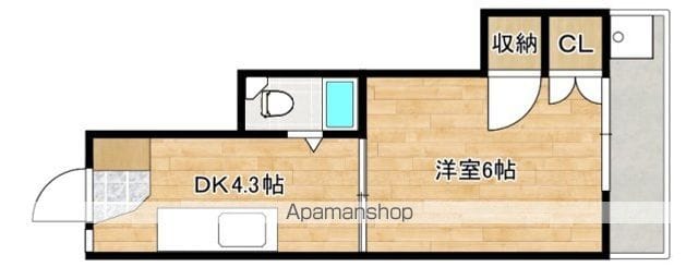 広島県広島市西区楠木町１丁目[1K/20.1m2]の間取図