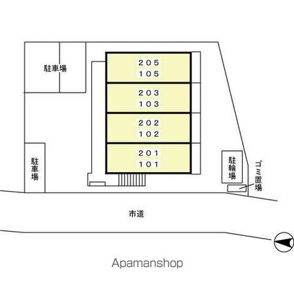 ブラン　コート[1K/26.27m2]の配置図