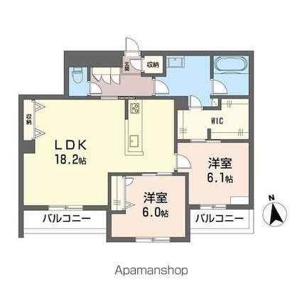 ベレオ安宅[2LDK/74.93m2]の間取図