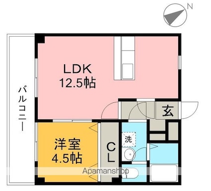 グランビュー[1LDK/37.5m2]の間取図