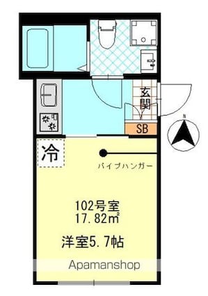 東京都葛飾区堀切３丁目[1K/17.82m2]の間取図