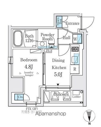 ジオエント秋葉原[1DK/25.35m2]の間取図