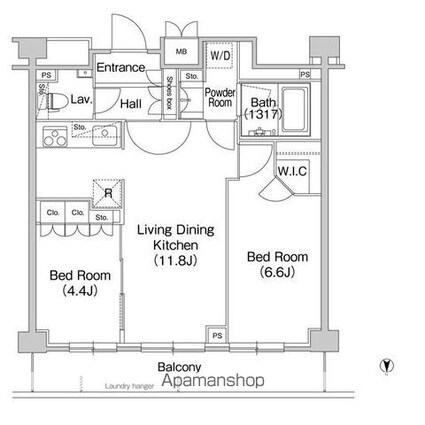 コンフォリア駒場[2LDK/53.13m2]の間取図