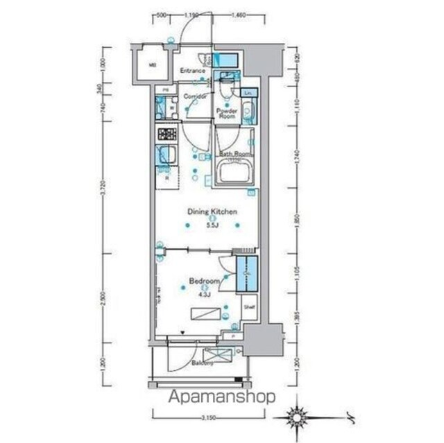 ルフォンプログレ浅草入谷[1DK/25.64m2]の間取図