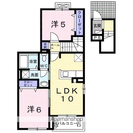 和歌山県和歌山市毛見[2LDK/52.05m2]の間取図