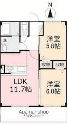 フォブール桜[2LDK/52.17m2]の間取図