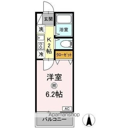 ウイング矢川[1K/18.9m2]の間取図